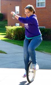 Sami Rapp photo: Michelle Ahrens takes a break from school by practicing her rather unique hobby — riding her unicycle.